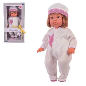 Лялька-пупс 46 см дитячий пупсик з волоссям та м'яким тілом у комбінезоні з шапочкою8516
