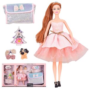 Лялька шарнірна красива із сумочкою для дитини з собачкою та аксесуарами "Emily" 29 см QJ096
