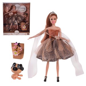 Лялька в красивій сукні з собачкою та аксесуарами розмір ляльки 29 см "Emily" QJ106