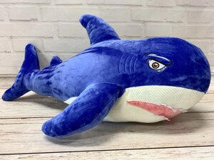 М'яка іграшка акула велика 60 см яскравого синього кольору 25015-2