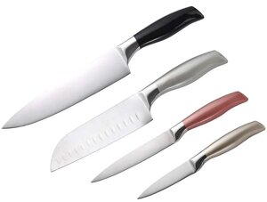 Набір добрих ножів для кухнi Bergner BGMP-4207 4 предмети з нержавіючої сталі 12,5 см: кухарський ніж 20 см;