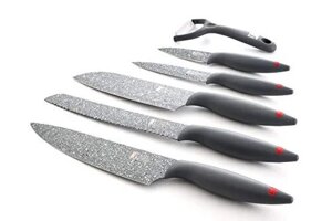 Набір ножів 6 предметів з нержавіючої сталі з мармуровим антипригарним покриттям. кухарський ніж 20 см