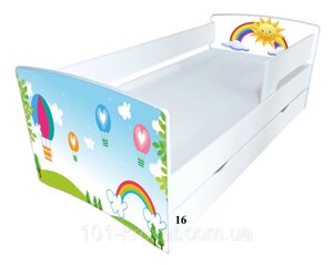 Дитяче ліжко з захисним бортиком повітряні кулі веселка 170*80см Kinder Cool - 2020