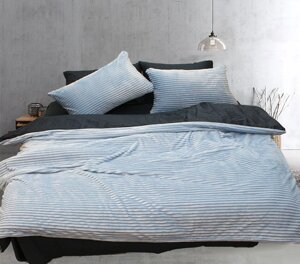 Комплект постільної білизни 2-спальний євро Зима - Літо 100% бавовна Сатин, велсофт