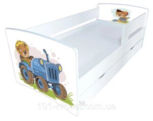 Кровать детская с бортиком для мальчиков трактор 170*80см Kinder Cool
