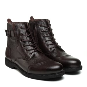 Ботинки мужские коричневые классические высокие на шнуровках кожаные 40 41