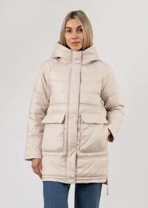 Куртка жіноча бежева довга демісезонна Vivilona 4XL