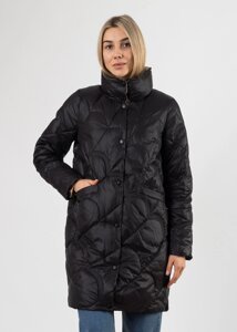Куртка жіноча чорна довга демісезонна Vivilona S 3XL