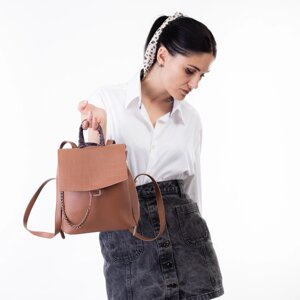 Рюкзак жіночий коричневий з ланцюжком Oliaver сумка