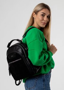 Сумка-рюкзак жіноча чорна зі вставками замші Polina сумка