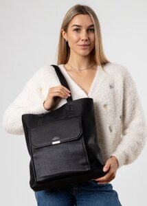 Сумка-шопер чорна стильна містка Polina сумка