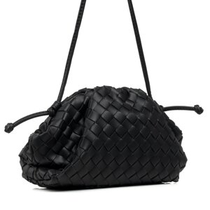 Сумка стильна чорна плетена маленька на плечі Farfalla сумка