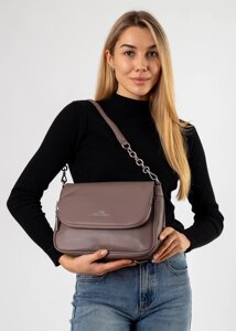 Сумка жіноча кольору моко через плече Polina сумка