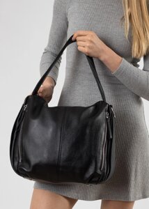 Сумка жіноча шкіряна чорна Polina-сумка