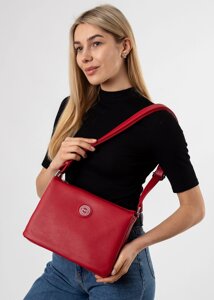 Сумка жіноча червона на змійці з логотипом Polina-сумка