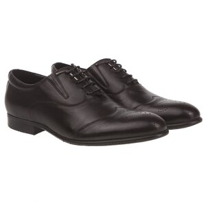 Туфлі чоловічі шкіряні з перфорацією Cosottinni чорні на шнурівках 45