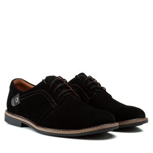 Туфлі чоловічі замшеві повсякденні Zlett чорні на шнурівці 39