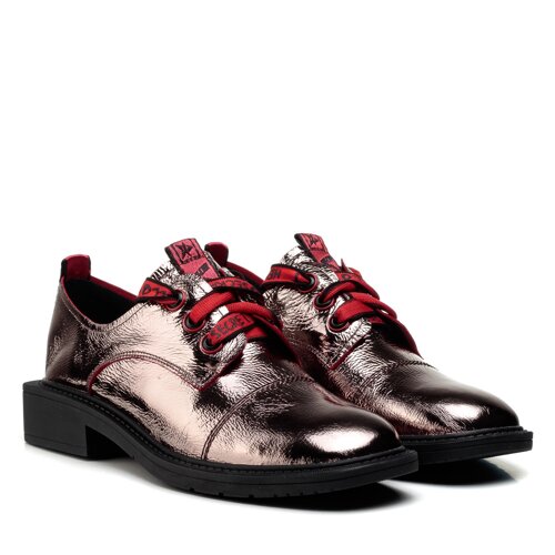 Туфлі жіночі шкіряні бронзові на шнурівці Polann 38 35