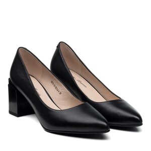 Туфлі жіночі шкіряні чорні на середньому товстому підборі Lady Marci 37 38