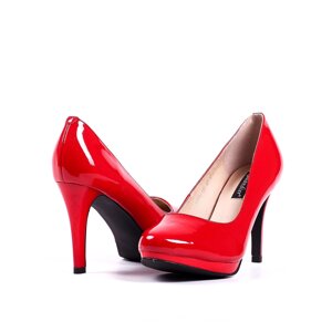 Туфлі жіночі лакові шкіряні червоні на шпильці 37