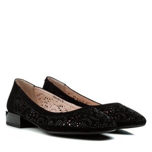 Туфлі жіночі замшеві чорні на низькому каблуці Barborrylia 37