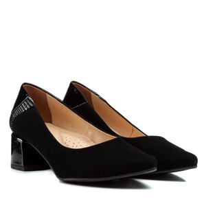 Туфлі жіночі замшеві чорні на стійкому каблуку Aga 40