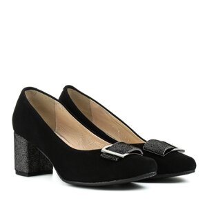 Туфлі жіночі замшеві чорні осінні на товстому каблуці GRODECKI 37