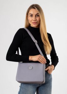 Жіноча сумка сіра на блискавці з емблемою Polina-сумка