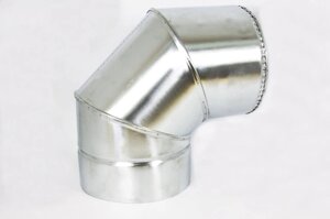 Коліно для димоходу утеплене діаметр 100/200мм нерж/оцинк 90гр 0,5мм (сендвіч) AISI 303