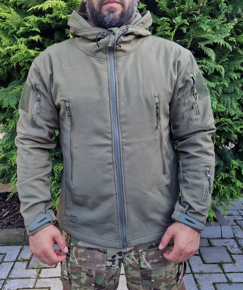 Куртка тактична Han-Wild Softshell Olive, олива від компанії "UKR-TEC" Взуття гуртом від українського виробника - фото 1