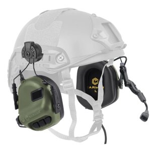 Активні навушники Earmor M32H для стрільби, тактичні, захисні з кріпленням на шолом і мікрофоном - Зелений
