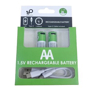 Батарейки AA акумуляторні з роз'ємом USB Type-C від Smartoools на 1.5V/2600mWh — 2 ШТ.