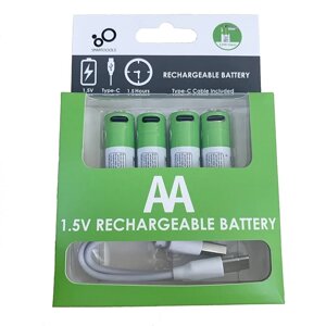 Батарейки AA акумуляторні з роз'ємом USB Type-C від Smartoools на 1.5V/2600mWh — 4 ШТ.