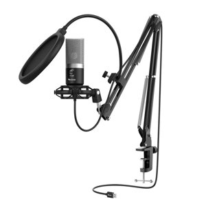 Fifine T670 USB микрофон со стойкой, пауком и поп фильтром - Черный