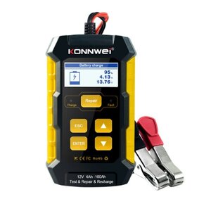 Konnwei KW510 зарядний пристрій АКБ + автомобільний акумуляторний тестер — Жовтий
