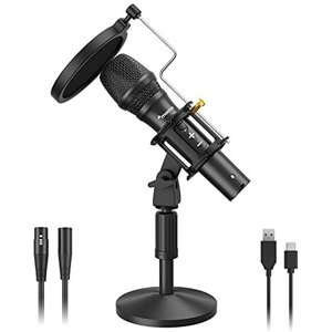 Maono AU-HD300 динамічний XLR/USB мікрофон з поп фільтром і павуком — Чорний