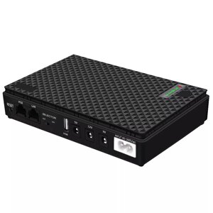 Mini UPS 36W, powerbank на 10400mah, виходи USB, DC 5V, 9V, 12V, POE. дбж для роутерів — чорний