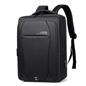 Рюкзак Oumantu 2101, міський портфель для ноутбука 15.6 ⁇USB-порт, розмір 41х31,5х11 см, оригінал — Чорний