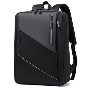 Рюкзак Oumantu 3688, міський портфель з відділенням для ноутбука 15.6 — Чорний