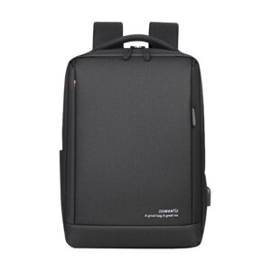 Рюкзак Oumantu 9003, міський портфель для ноутбука 15.6", розмір 42х30х12 см, оригінал — Чорний