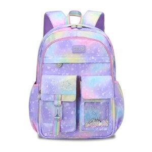 Шкільний рюкзак Anfu для дівчинки 1,2,3 клас ортопедичний портфель-ранець дитячий 41 см — Фіолетовий