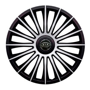Автомобільні ковпаки J-Tec Austin Silver & Black R16 з логотипом Kia (4 шт.)