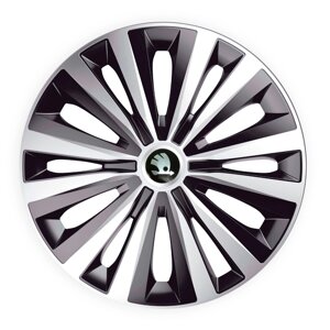 Автомобільні шапки J-TEC Multi Silver-Black R15 4 шт (з логотипом Skoda)