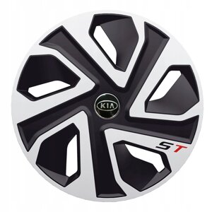 Автомобільні шапки J-TEC ST silver & BLACK R14 з логотипом kia (4 шт.)