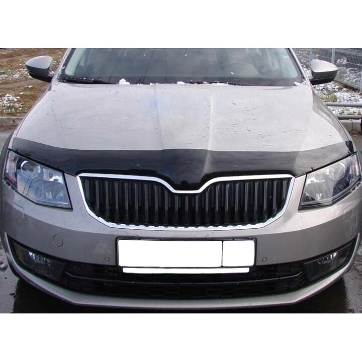 Дефлектор капота SIM Skoda Octavia III 2013-2016 темний (SSCOCT1312) від компанії Тюнінг і аксесуари для авто - фото 1