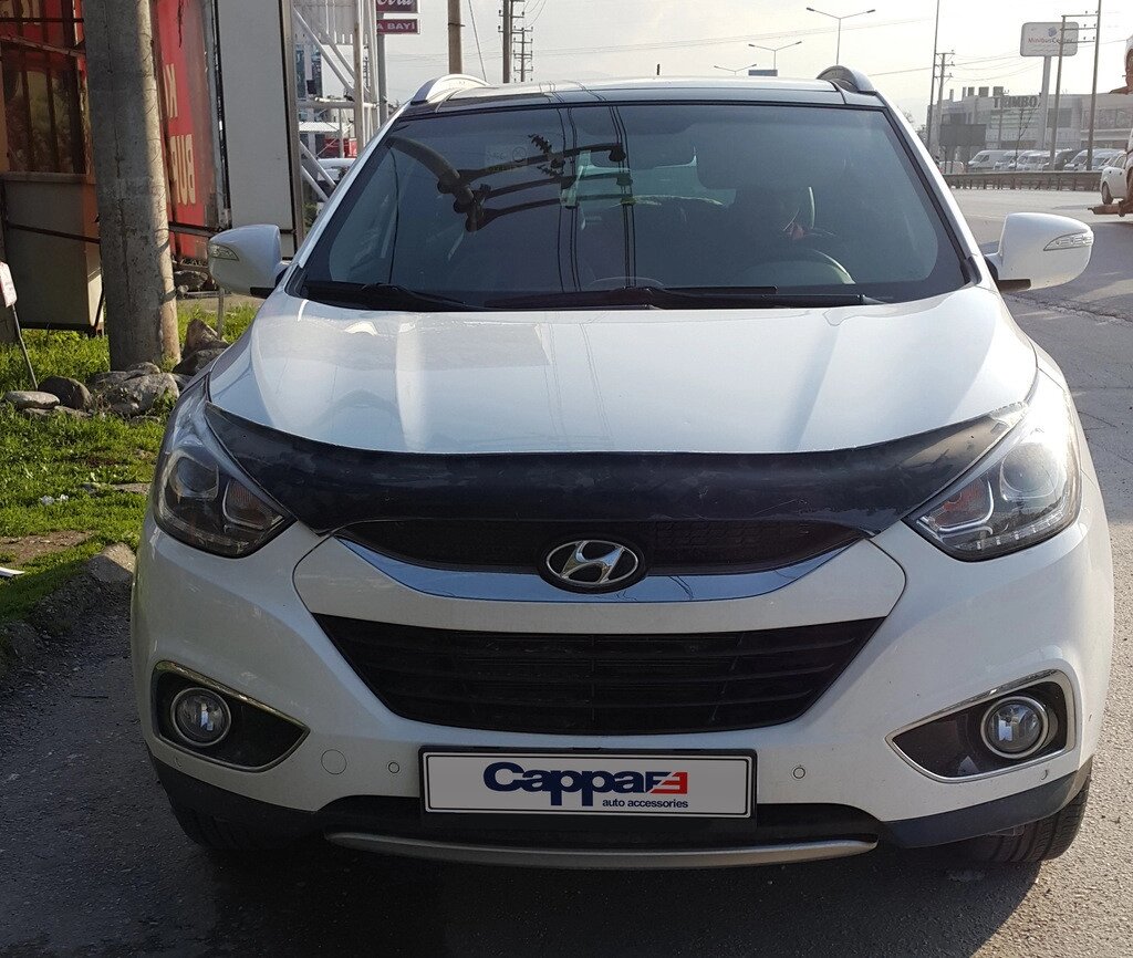 Дефлектор капоту (мухобойка) Hyundai ix35 2010-2015 від компанії Тюнінг і аксесуари для авто - фото 1