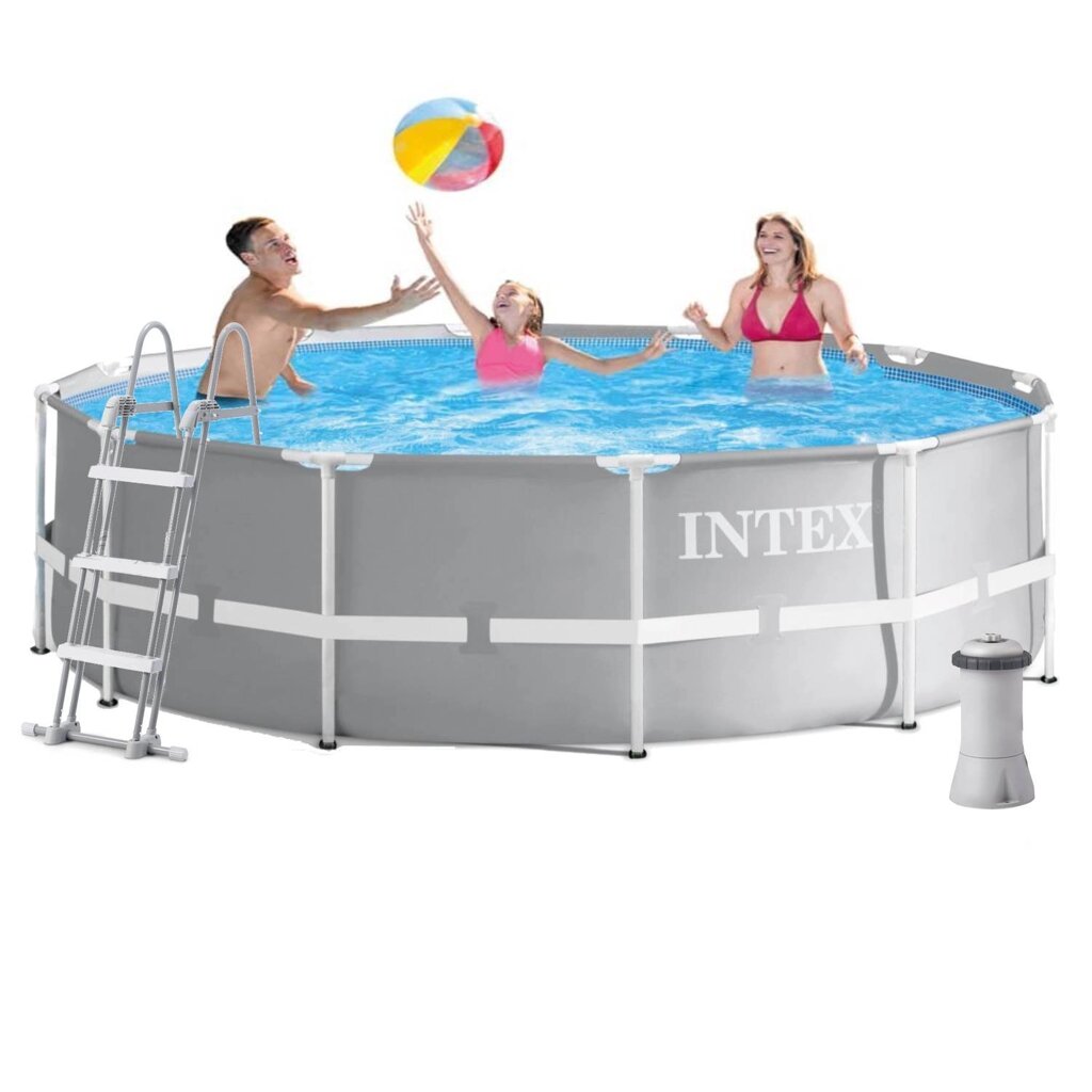 Каркасний басейн Intex 26716 - 5, 366 x 99 см (3 785 л/год, сходи, підстилка, тент) від компанії Тюнінг і аксесуари для авто - фото 1