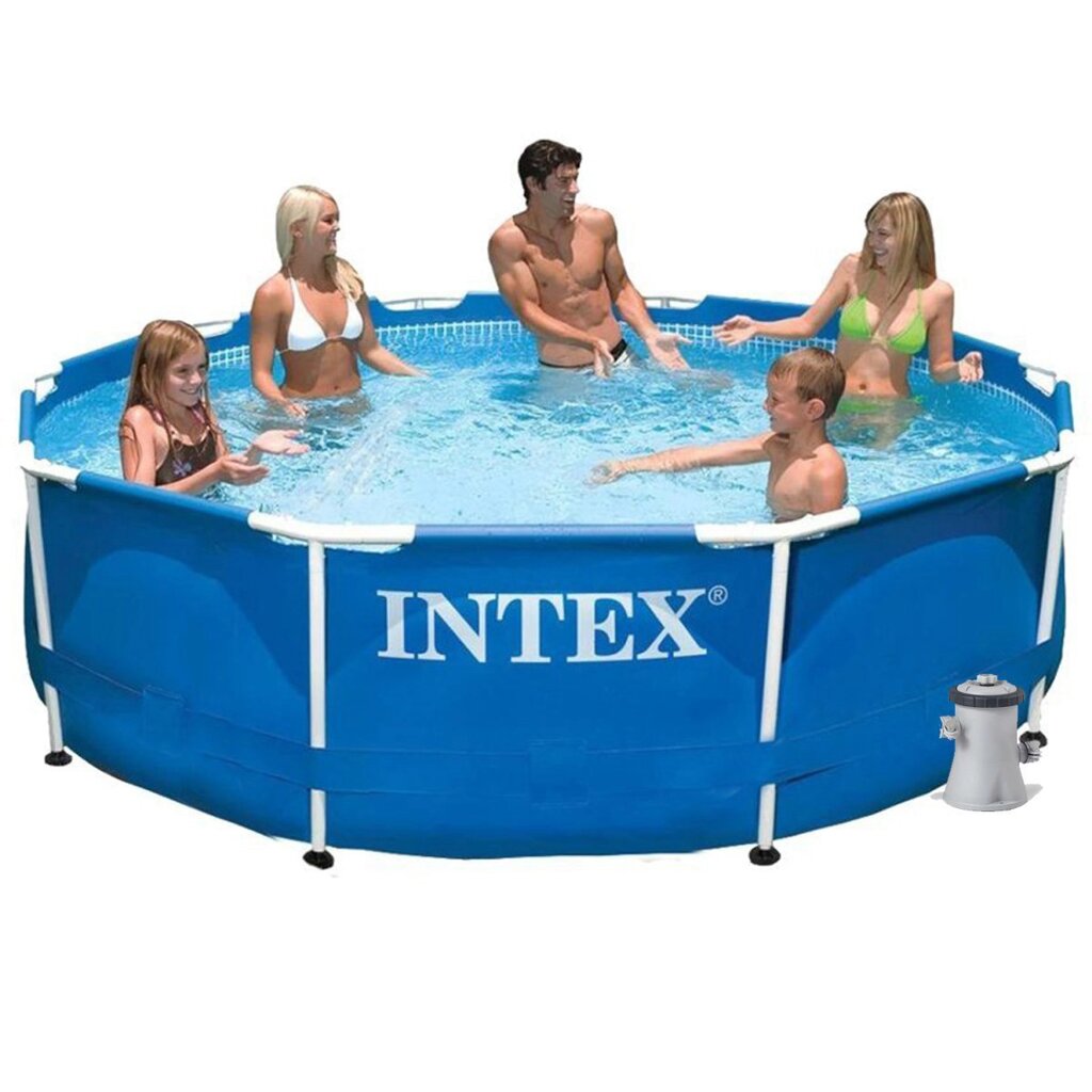 Каркасний басейн Intex 28202 - 3, 305 x 76 см (1 250 л/год, тент, підстилка) від компанії Тюнінг і аксесуари для авто - фото 1