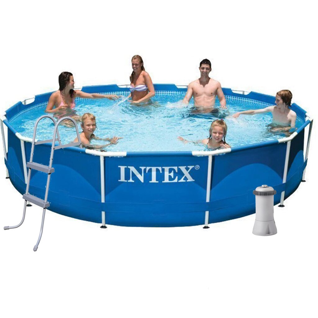 Каркасний басейн Intex 28210 - 6, 366 x 76 см (3 785 л/год, підстилка, тент, сходи) від компанії Тюнінг і аксесуари для авто - фото 1