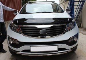 Дефлектор капоту (мухобойка) Kia Sportage 2010-2015 короткий